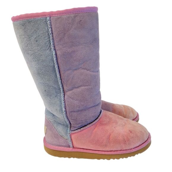 UGG Classic II Tall Patchwork Pastel Boots Size Kids 3 - Picture 3 of 9